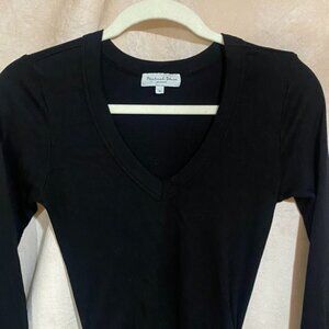 MICHEAL STARS long sleeve knee-length dress, black, side slit/scrunch